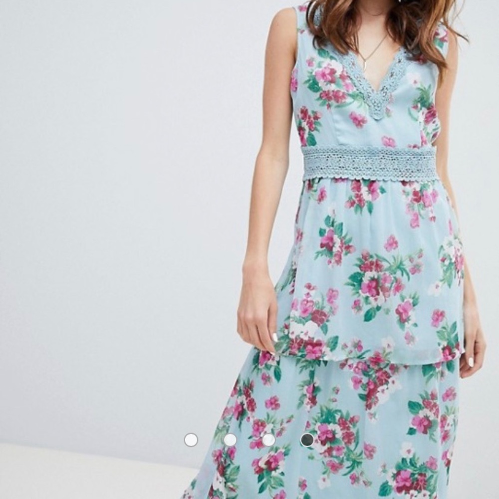 Tiered Floral and Ruffle Dress